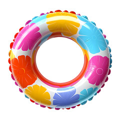 top view Set of colored inflatable swimming ring PNG isolated on white and transparent background - group of rubber rings pr swim tube for summer vacation advertisingg concept