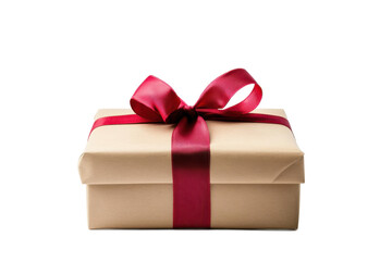 Fototapeta premium Wrapped gift box with red ribbon present for celebration