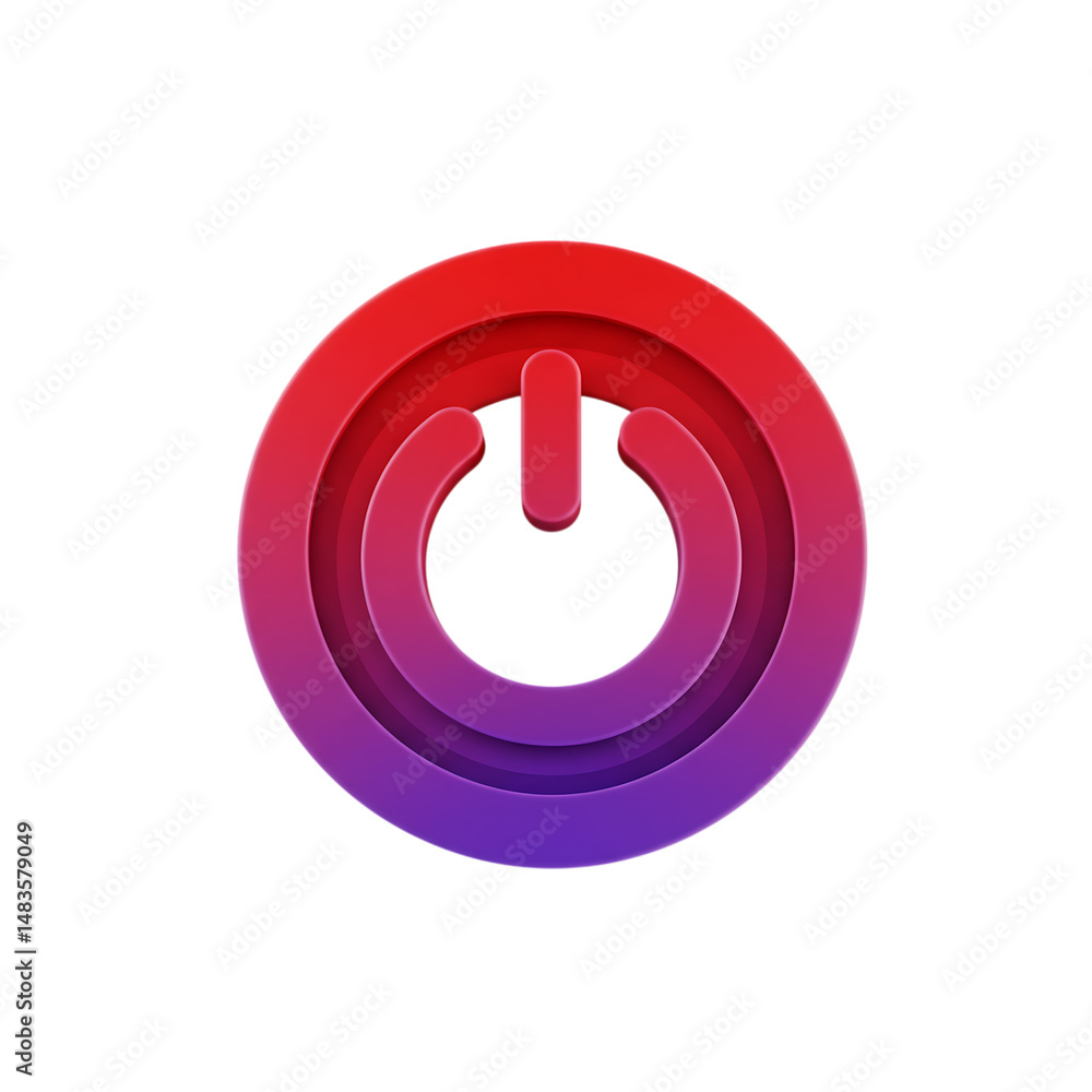 Poster red and purple power button icon isolated on a black background with a gradient effect
