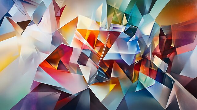 imagine, ein gem&Atilde;&curren;lde das geometrische formen aufweist, farbige fl&Atilde;&curren;chen, mit 3d wirkung .
