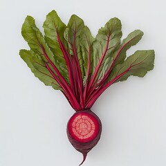 Fresh beetroot with leaves isolated on clean background, showcasing vibrant colors and textures, a healthy lifestyle choice.