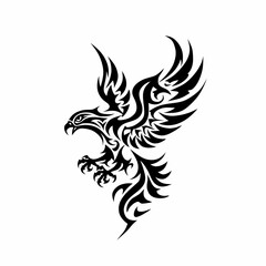 Tribal Phoenix Bird with Outspread Wings - Tattoo Design
