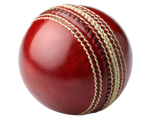 Red leather cricket ball on white