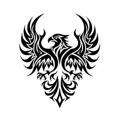Tribal Phoenix Bird with Outspread Wings - Tattoo Design