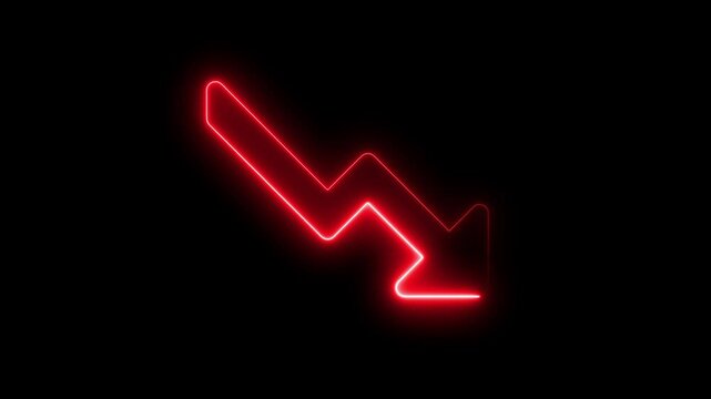 Business graph up to down arrow animation. Financial and business concept. Financial business Loss down graph chart. business loss concept. Animated business loss falling down graphs icon