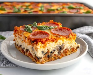 Savory pizza casserole dish