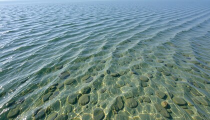 Fototapeta premium drone perspective of submerged sandbanks visible through crystal clear water