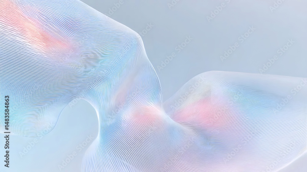 Aufkleber グラデーションの光と影を持つ抽象的な波状の3dパターンの背景