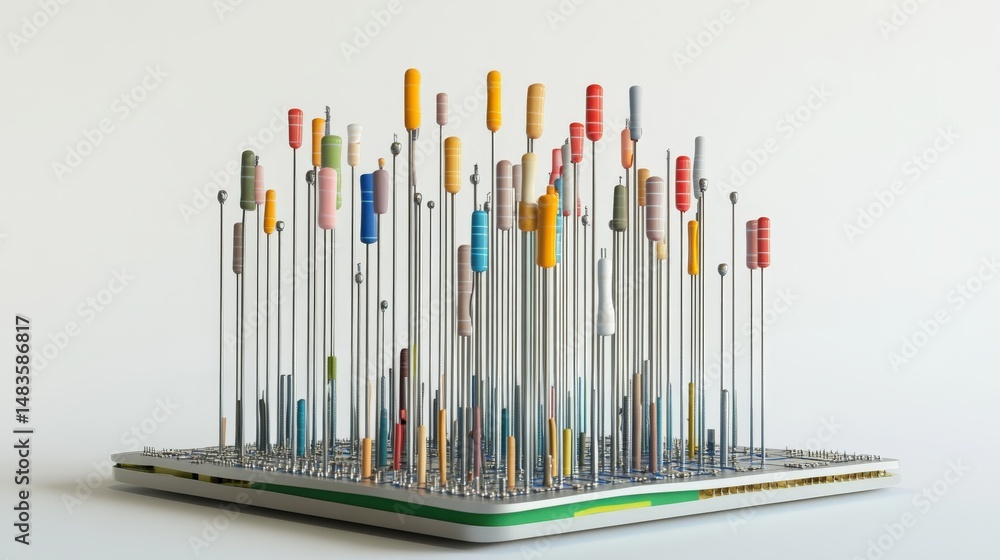 Aufkleber abstract architectural form composed of colorful components.