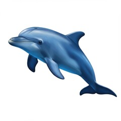 Obraz premium Blue dolphin isolated on white background for educational or decorative use.