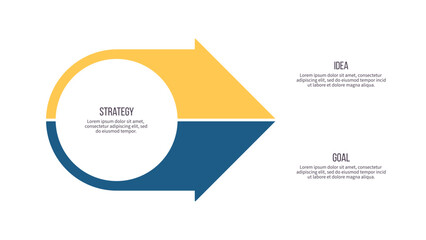Business infographic template. Arrow chart with two options, steps. Vector chart.