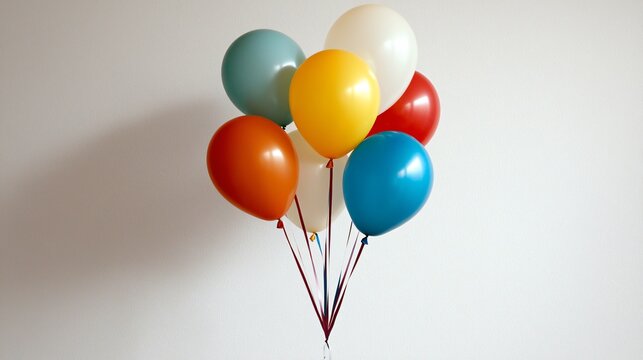 balloon bouquet in various sizes and colors set against a lightly speckled paper backdrop, captured in direct white light, fine texture detail, shadow layering, chromatic balance