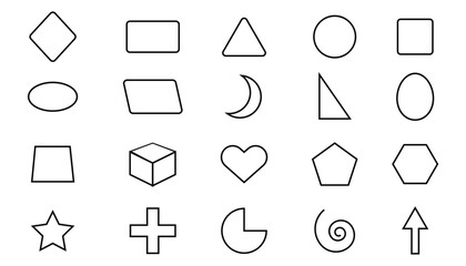 Geometric Shapes Collection Basic Outline Drawings Simple Icons for Design Projects