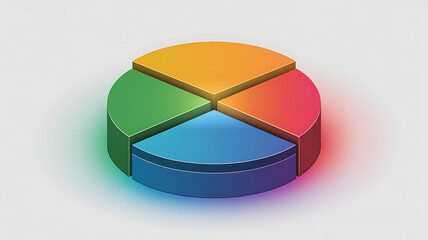 Obraz premium Three Dimensional Colorful Pie Chart Data Visualization Graphic