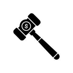 auction hammer with dollar icon on white background svg