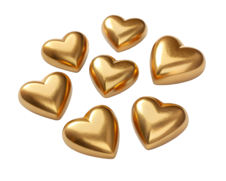 Collection of glossy 3D golden hearts