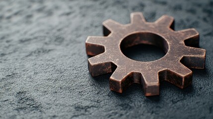 Rusty Gear on a Stone Countertop
