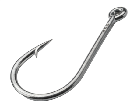 Single metallic fishing hook