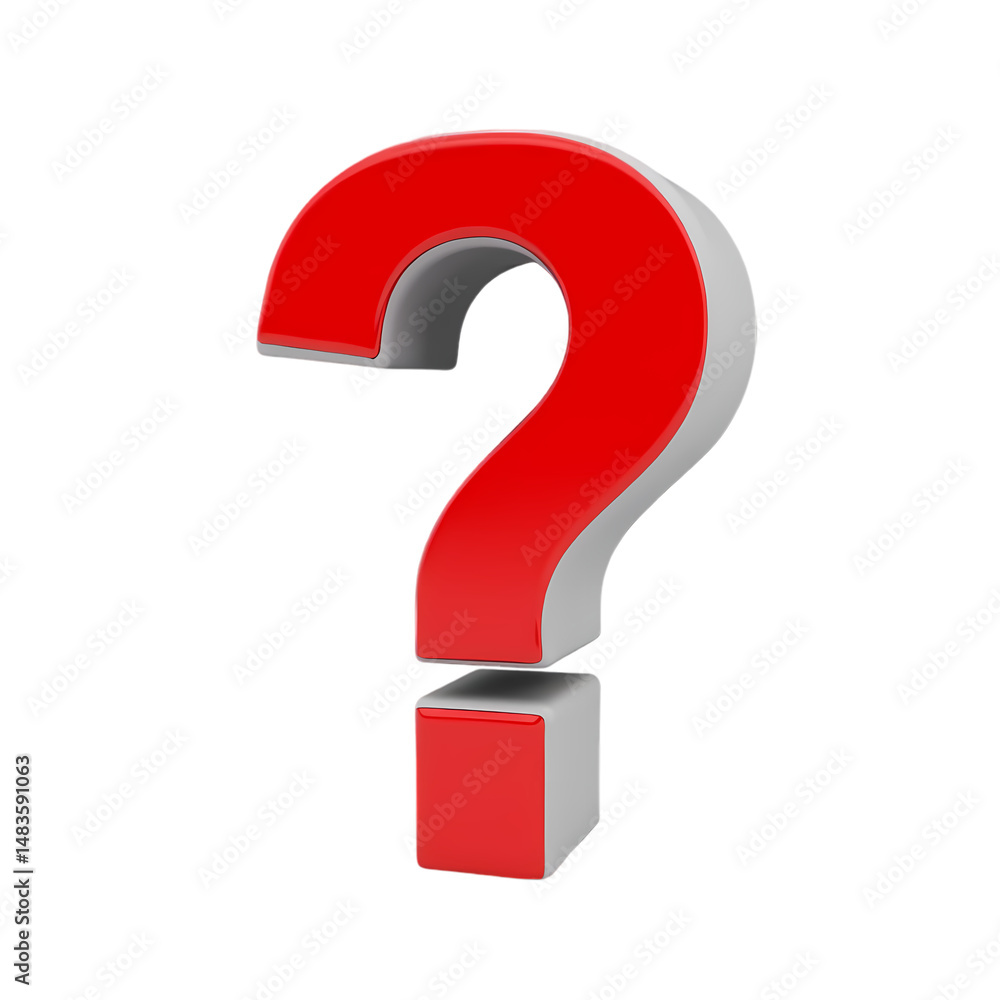 Poster 3d red question mark image isolated on transparent background