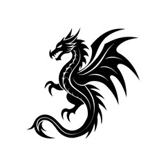 black and red tribal dragon tattoo silhouette vector