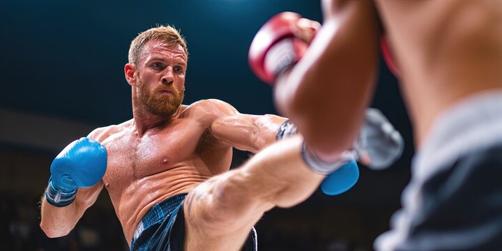  kickboxer kicking opponent 