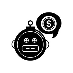 banking chatbot with coin speech bubble icon 