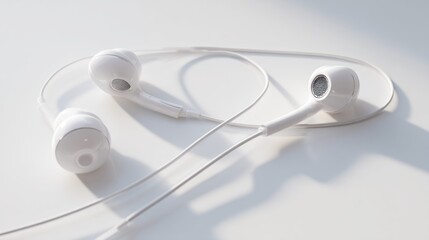White earbuds on a white surface
