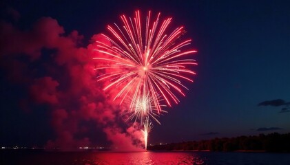 Vibrant firework explosion illuminating the night sky , fireworks, sparkler
