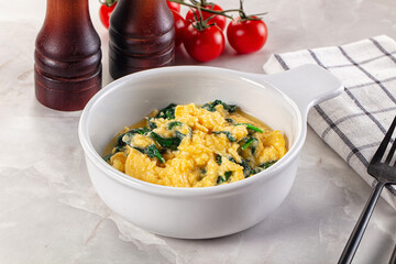 Omelette with spinach for breakfast