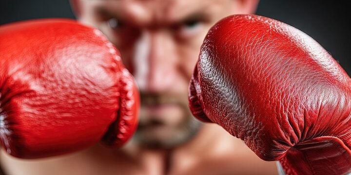man with boxing gloves knockout punch 