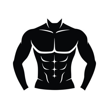 vector silhouette of male six pack abs