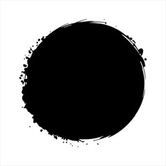 Brush Circle Element. Hand-drawn circular ink element with textured brush lines, ideal for abstract graphics and handmade art pieces.