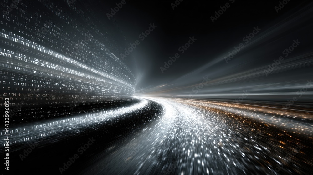 Aufkleber digital highway: a journey into the data stream