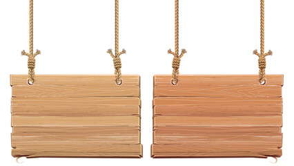 Rustic Wooden Signs Suspended by Rope Display Decoration Mockup
