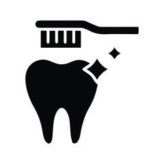 Dental Care Icon. Toothbrush And Brushed Teeth Symbol Illustration. Daily Dental Care.
