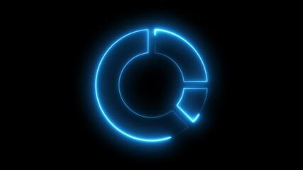 Glowing neon line pie chart animated icon over black background. Animated pie charts Statistical instruments. - Powered by Adobe
