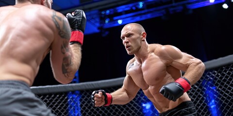 mma fighters in the cage ready to fight