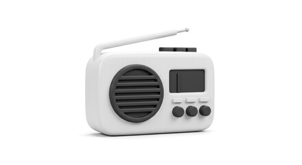 Fototapeta premium Retro White Radio Vintage Style Portable AM FM Receiver Classic Design