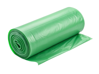 Green garbage bag isolated roll