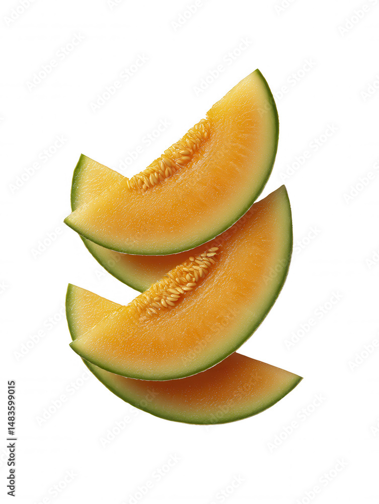 Aufkleber three cantaloupe slices are stacked on top of each other creating a vibrant and refreshing image aga