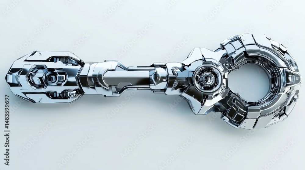 Aufkleber metallic futuristic key-like object on a plain background.