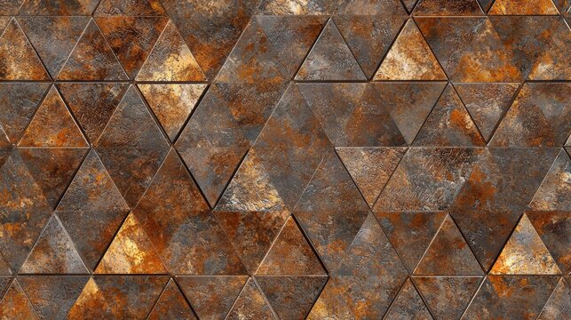 A textured background of overlapping triangles in shades of brown and gray.