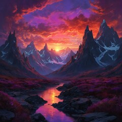 sunset in the mountains