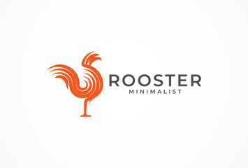 Rooster Logo Design, minimal Rooster line style, Rooster logo design template element, vector illustration