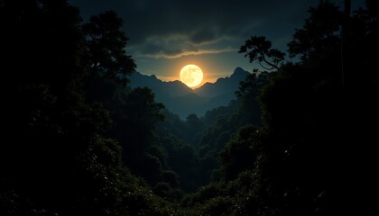 Fototapeta premium Stunning sunset over mountains and forests.