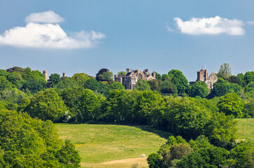View of Battle abbey on the high weald near Powdermill wood, east Sussex, south east England