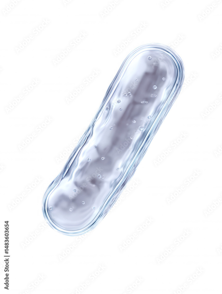 Poster an isolated detailed 3d rende showcases a single bacterium with a translucent membrane and internal 