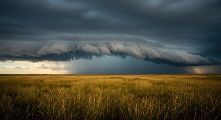 Obraz premium Dramatic Storm Clouds over Golden Field