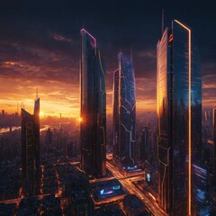 night view of downtown chicago