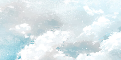 High-Resolution Blue Sky and Cloudscape Background in Watercolor Style for Print and Digital Use, Blue sky nature landscape background with realistic fluffy clouds. Abstract blue sky with clouds.
